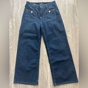 ♦️SOLD♦️Liz Clairborne EUC Blue Denim Wide Leg Jeans 8 Petite High Rise Pockets